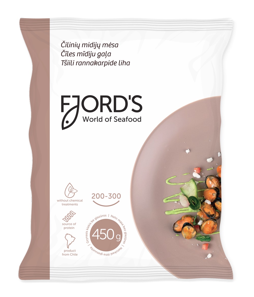 Frozen, cooked mussels meat, FJORD'S, 200/300, 450g