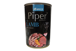 Visavertis suaugusių šunų ėdalas su ėriena ir morkomis PIPER 400g.