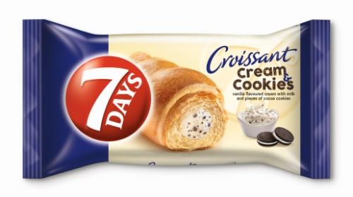 Croissant 7 DAYS, w vanilla fl. milk cr. & pieces of cocoa cookies,60g