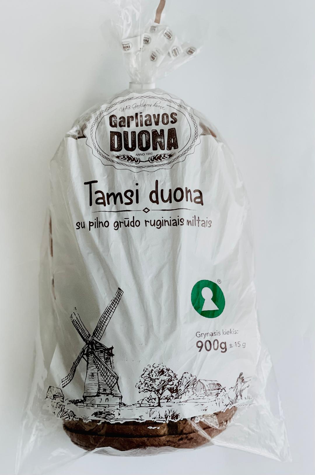 Duona tamsi su pilno grūdo ruginiais miltais, raikyta, 900g(M)