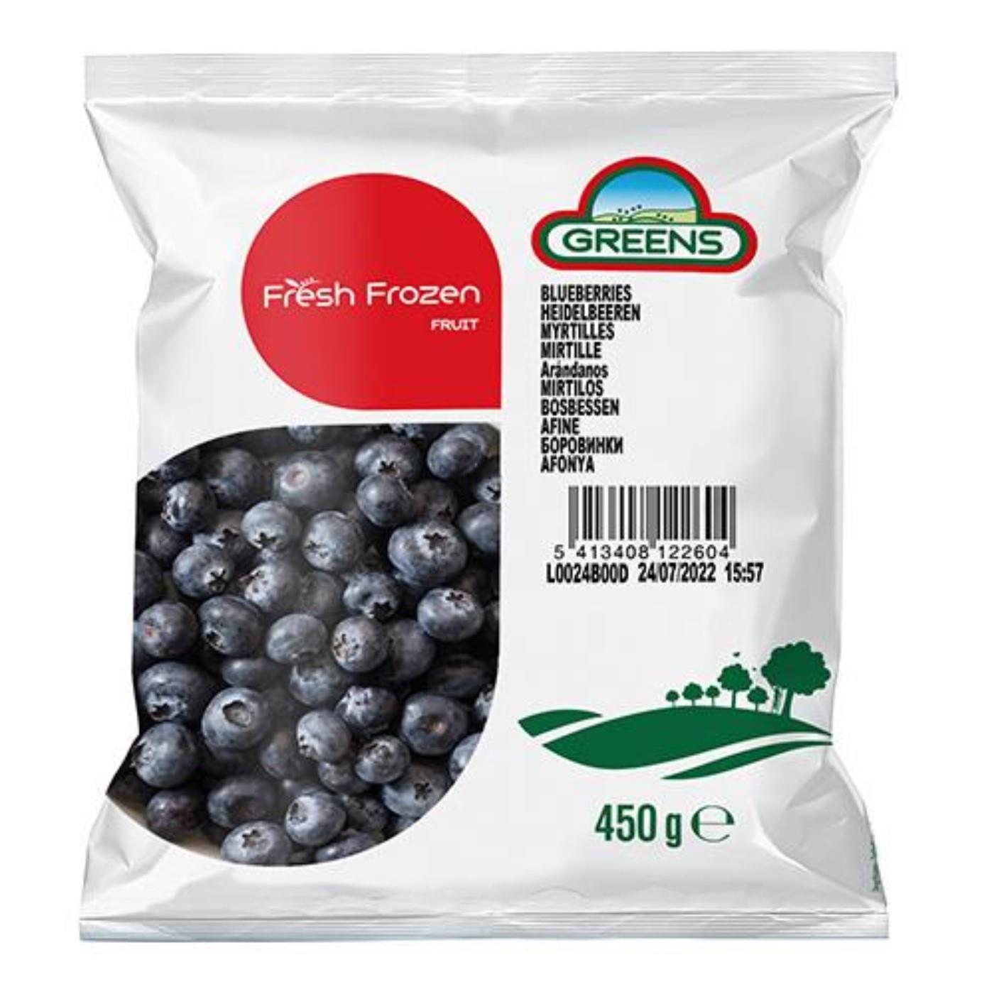 Frozen IQF cultivated blueberries "GREENS" ,450 g