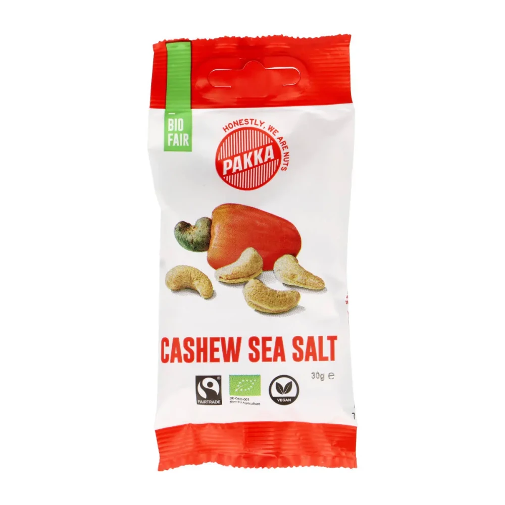 Anakardžių riešutai kepinti ir silpnai sūdyti CASHEW SEA SALT, ekologiški