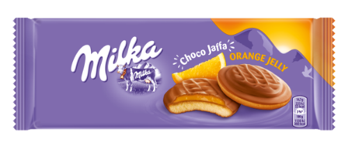 Sausainiai MILKA Jaffa, su apelsinų skonio įdaru, 147 g