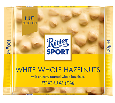 Baltas šokoladas su riešutais RITTER SPORT, 100 g