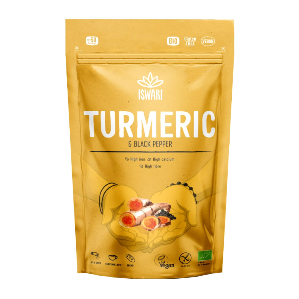 Organic turmeric powder with black pepper