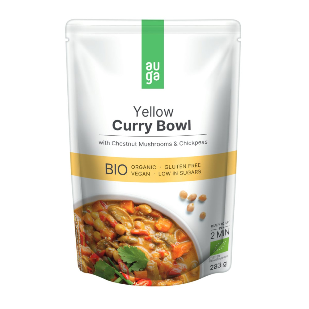 Yellow curry stew with CHICKPEAS and MUSHROOMS, organic