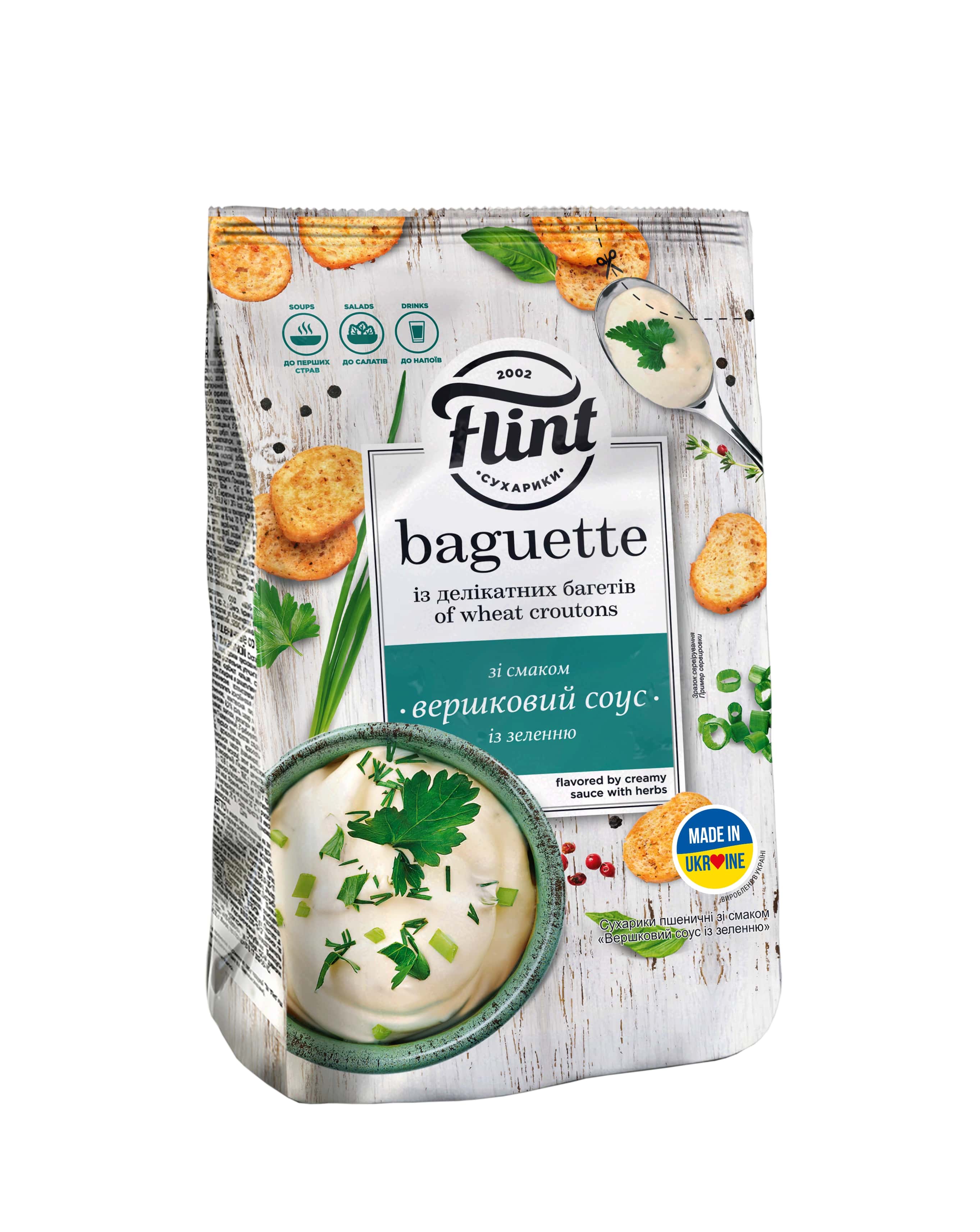Breadcrumbs FLINT, Baguette, cream sauce and herb flavor, 90 g