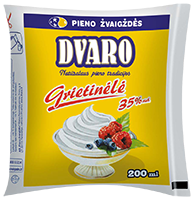 Pasterizuota DVARO grietinėlė, 35 % rieb., 200 g