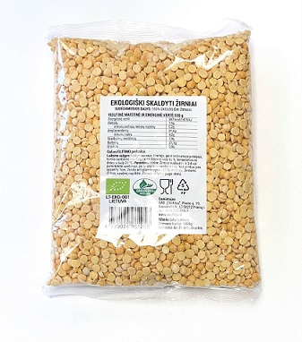 Organic split peas EKOFRISA, 1 kg, LT-EKO-001
