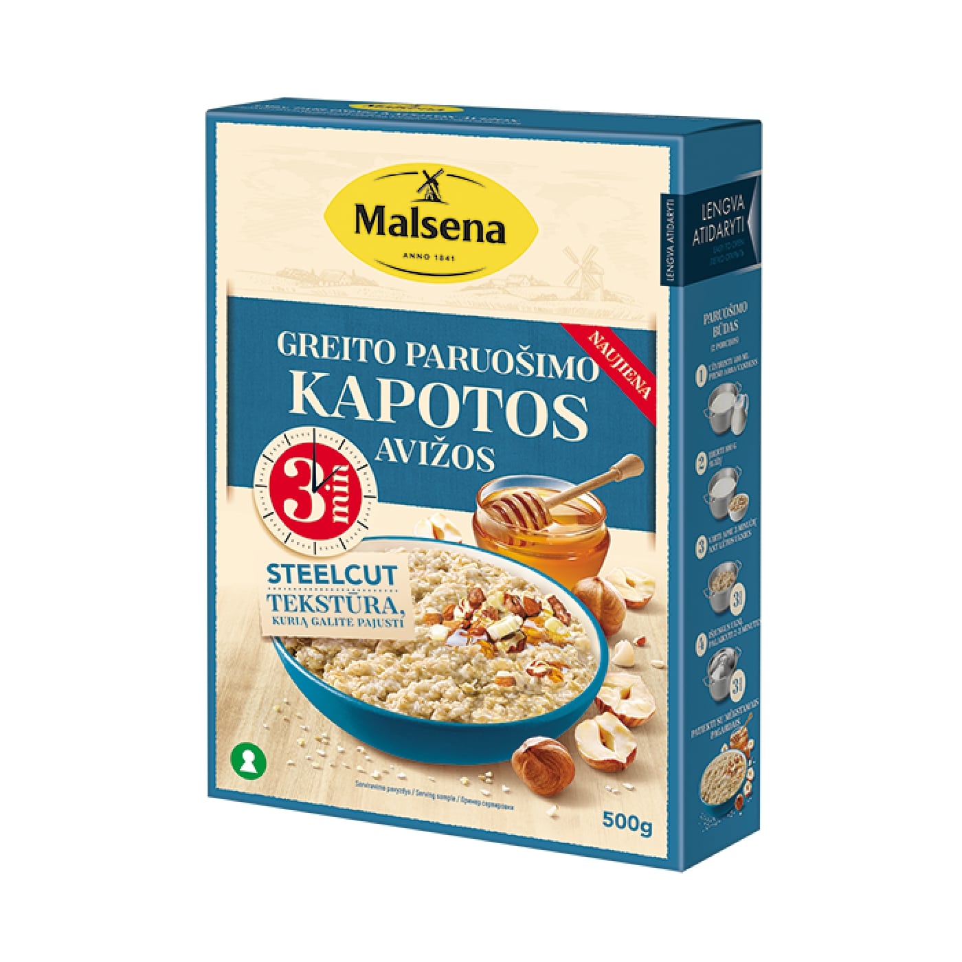 Quickly prepared chopped oats MALSENA, 500g