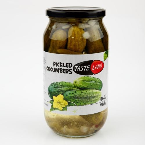 Pickled cucumbers TASTE LAND, 860 g / 460 g