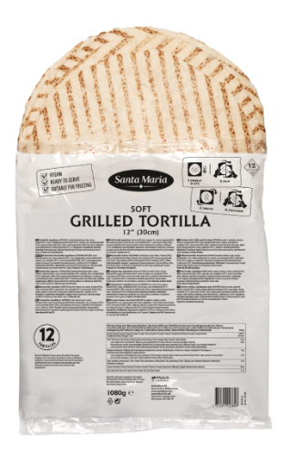 Grilled tortillas 12", SANTA MARIA, 30cm, 12 pcs., 1080 g