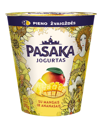 Yogurt PASAKA, with mango and pineapple, 2.5%, 370 g