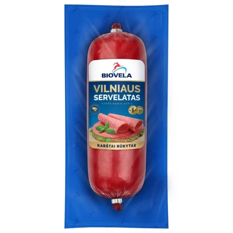 Hot smoked servelat BIOVELA, Vilnius, the highest grade, 280 g