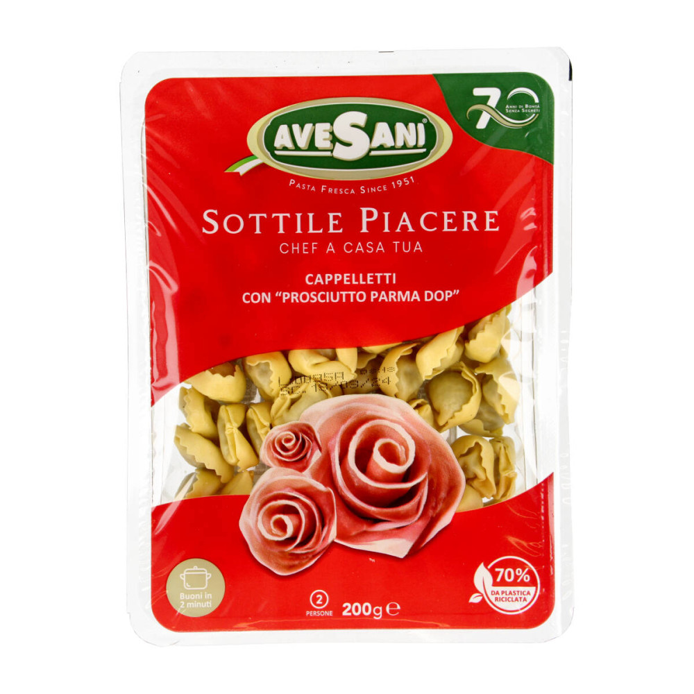 Švieži CAPPELLETTI su Parmos kumpiu PROSCIUTTO PARMA DOP