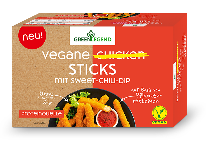 Frozen vegan chicken sticks GREEN LEGEND, 300g