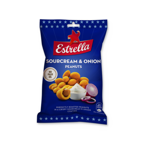 Roasted peanuts ESTRELLA sourcream and onion flavored with crispy rind