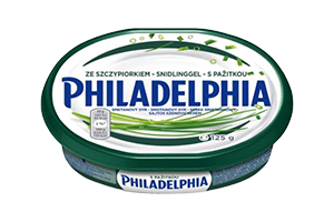 Šviežio sūrio gaminys su laiškiniais česnakais PHILADELPHIA 125g