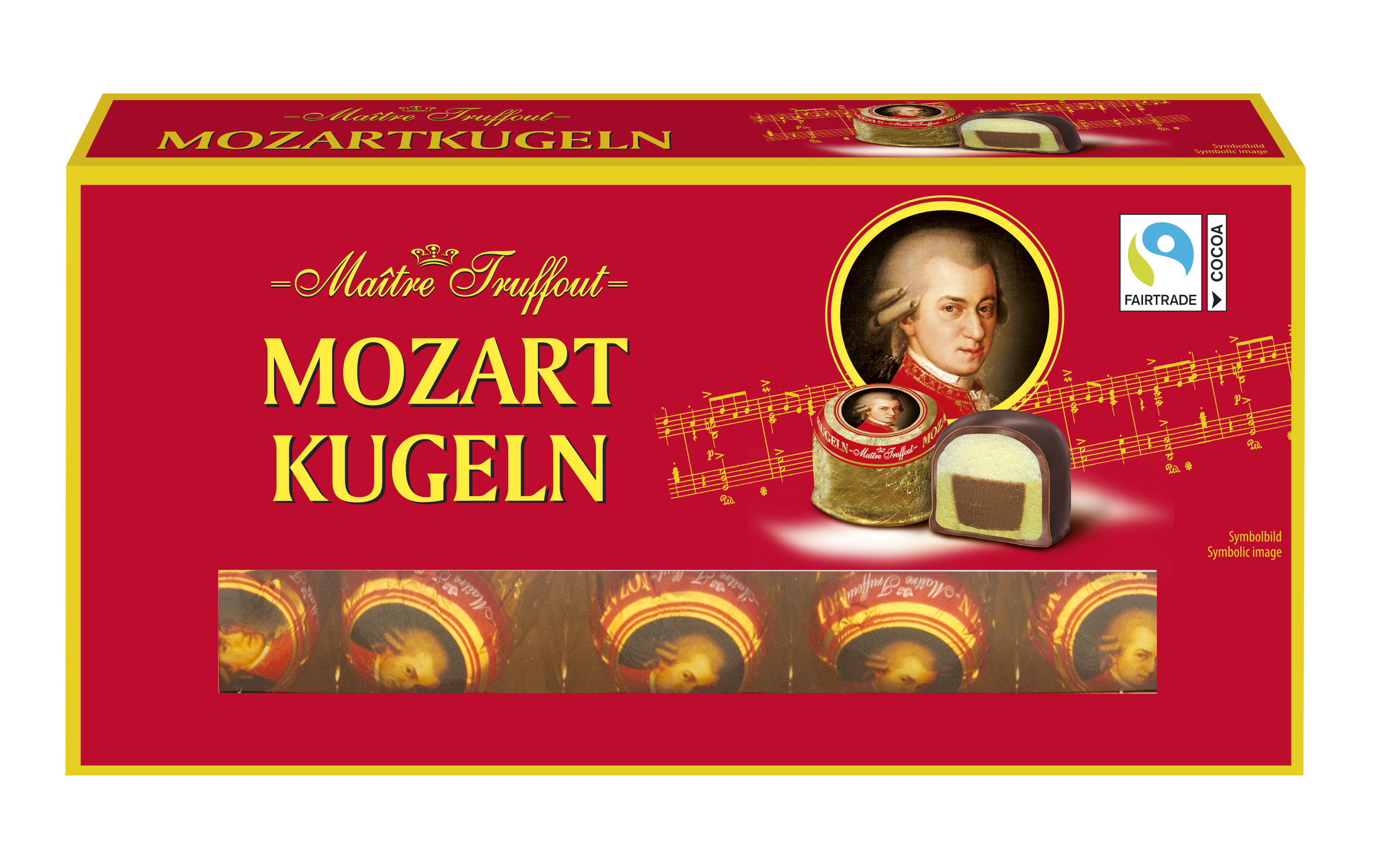Chocolate sweets MAITRE TRUFFOUT, Mozart Kugeln, with marzipan and haz