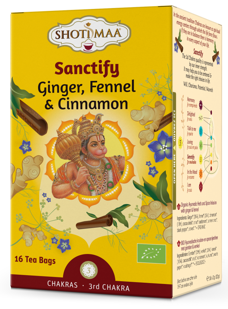 Prieskoninė arbata GINGER, FENNEL & CINNAMON, ekologiška, 16 pak.