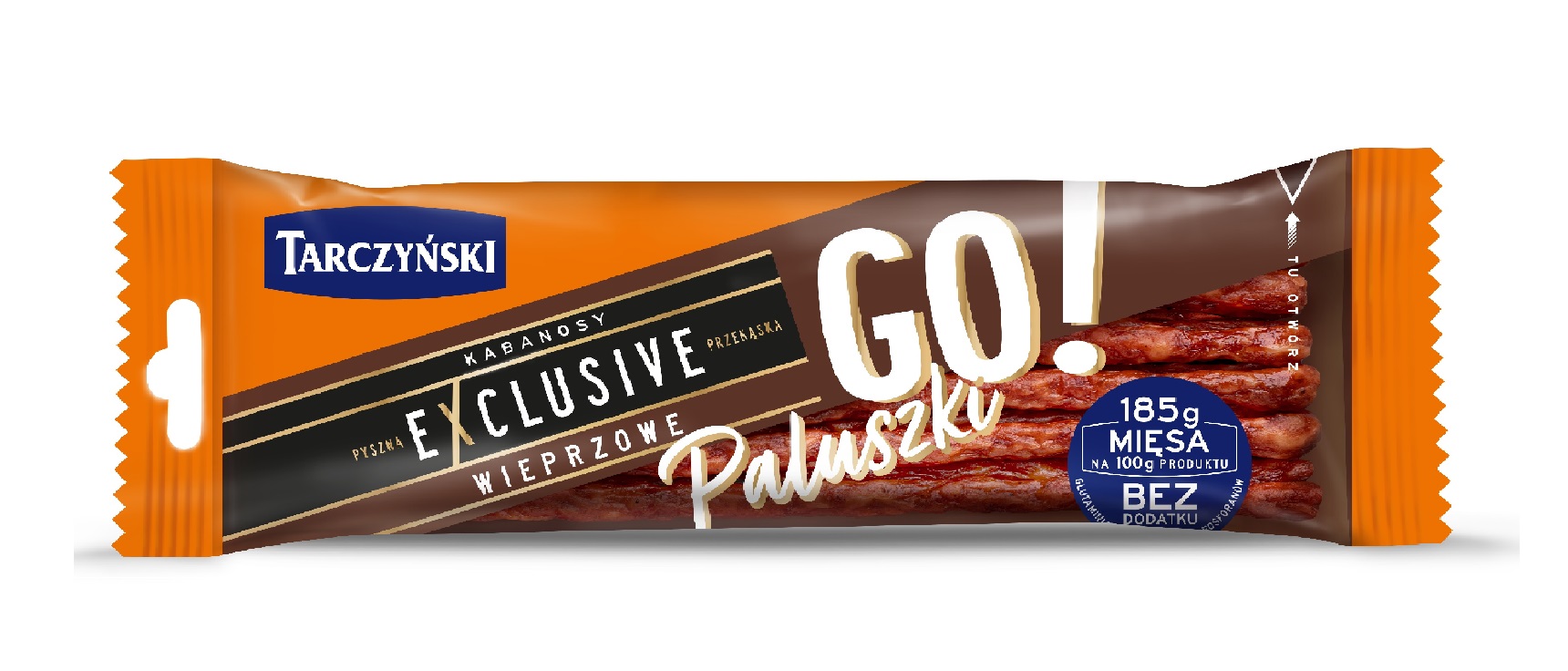 Karštai rūkytos paukštienos dešrelės Kabanos, su kiauliena, Exclusive go, II r., 50 g