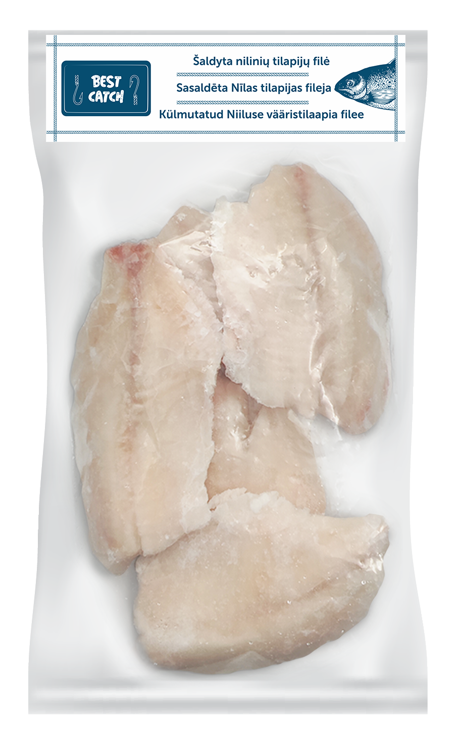Frozen nile tilapia fillet BEST CATCH, skinless, 525g