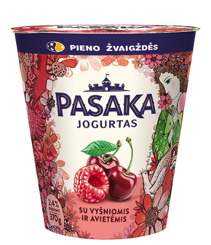 Yogurt PASAKA, with cherries and raspberries, 2.5%, 370 g