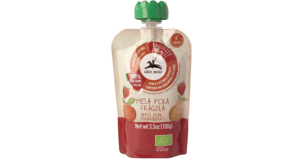 Organic apple, pear, and strawberry puree