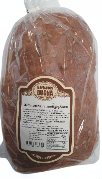 Duona su saulėgrąžomis, balta, raikyta, 700g (M)