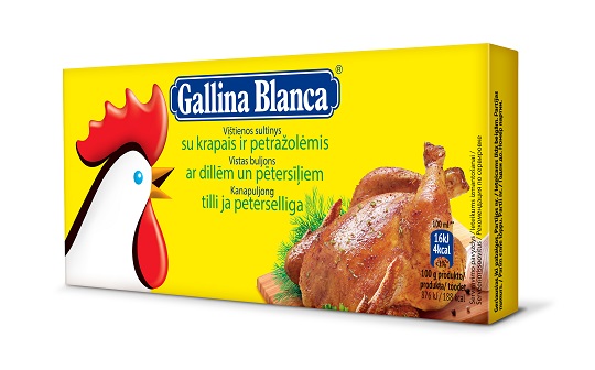Vištienos sultinys GALINA BLANCA su krapais ir petražolėmis, 12vnt.
