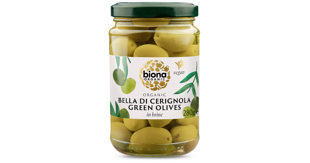 Green olives "Bella Di Cerignola" in brine, organic
