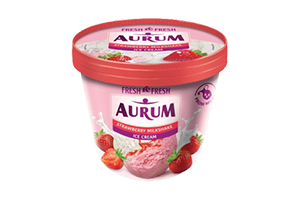 Braškiniai grietininiai valgomieji ledai su braškių įdaru AURUM, 800 ml