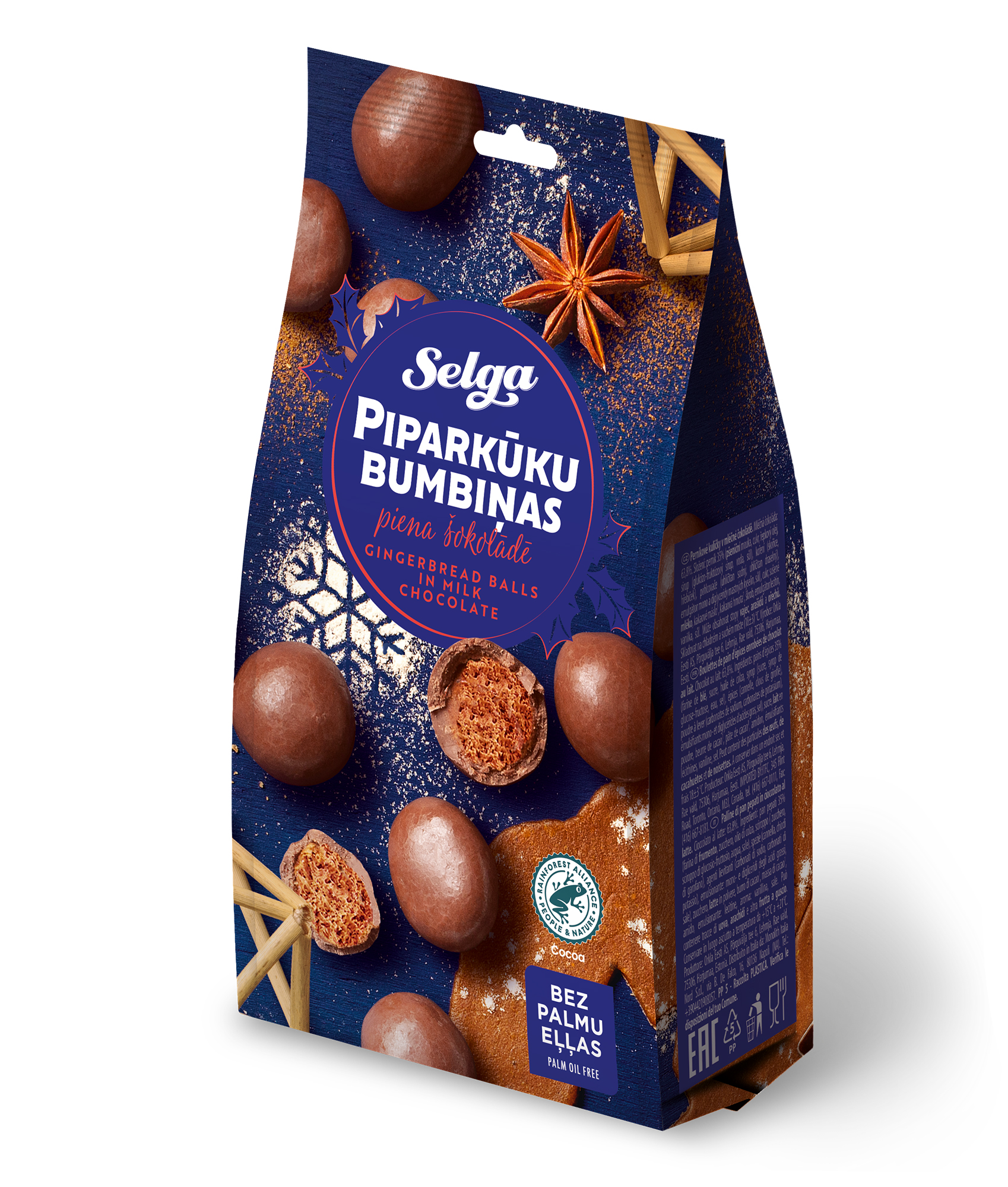 Ginger cookie balls SELGA, in milk chocolate, 150 g