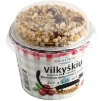 VILKYŠKIŲ jogurtas su dribsniais, džiovintomis spanguolėmis, priedais, 4,3 % rieb., 200 g