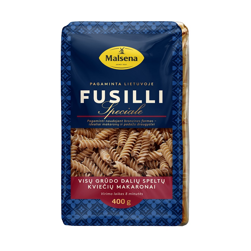 Pasta MALSENA Fusilli, whole grain spelled, 400 g