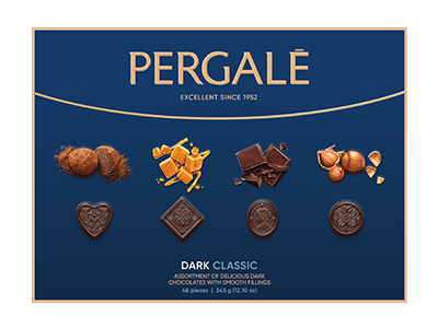 Juodojo šokolado saldainiai PERGALĖ 343 g