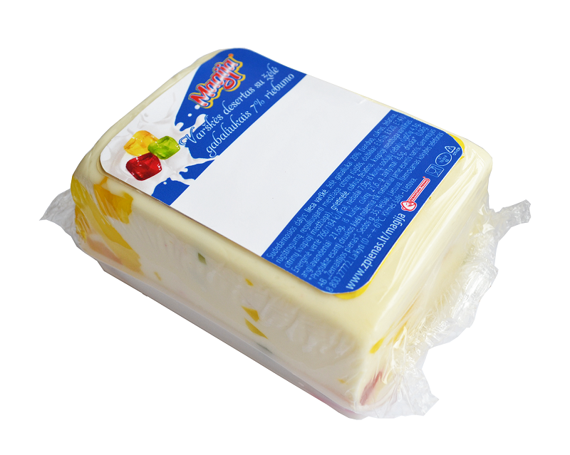 Cottage cheese dessert 7% MAGIJA with pieces of jelly fas.0,3kg