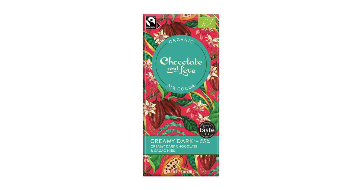 Organic dark chocolate 55% with cocoa beans