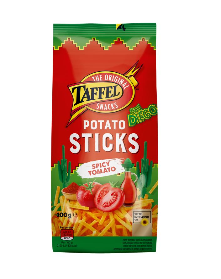 Potato chips TAFFEL Sticks, spicy tomato, 100 g