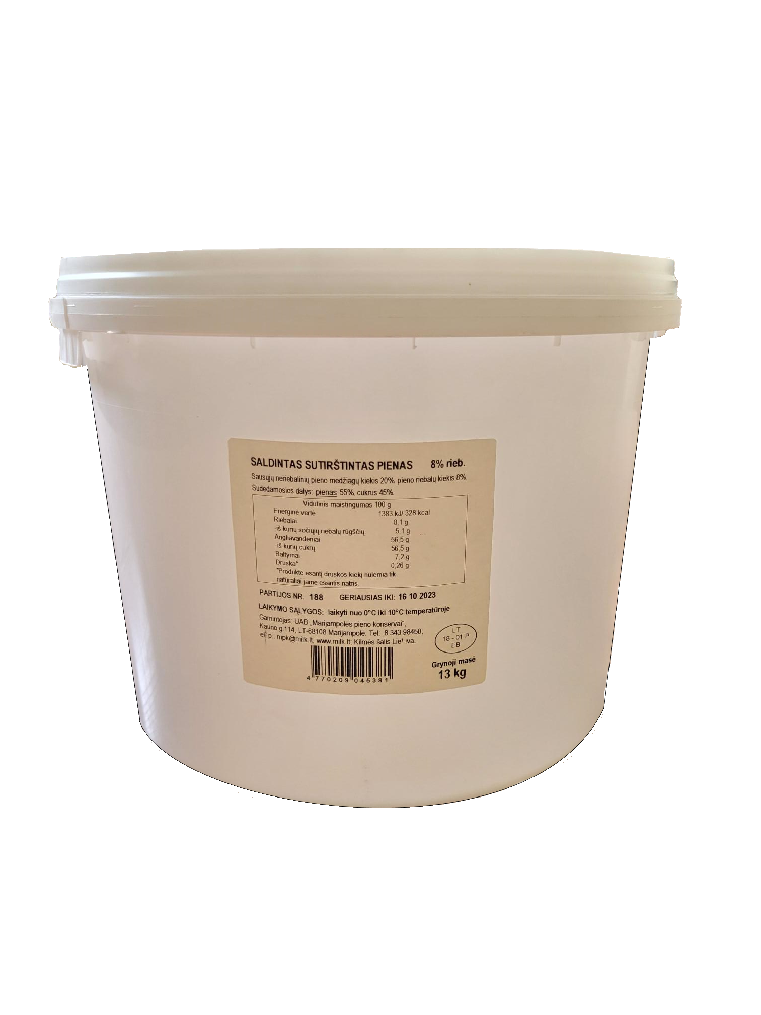 Sweetened condensed milk, 8%, 13kg, MMP