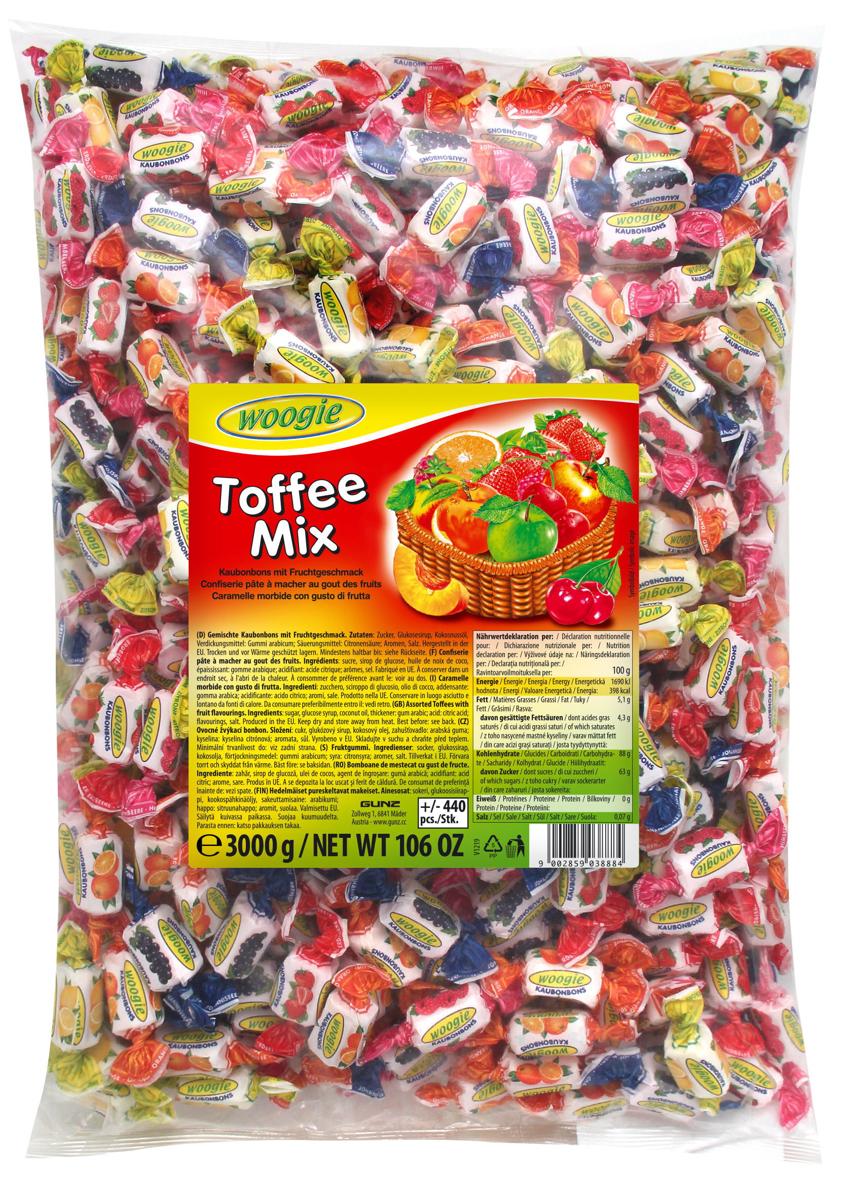 Candies WOOGIE, Toffee mix, 3 kg