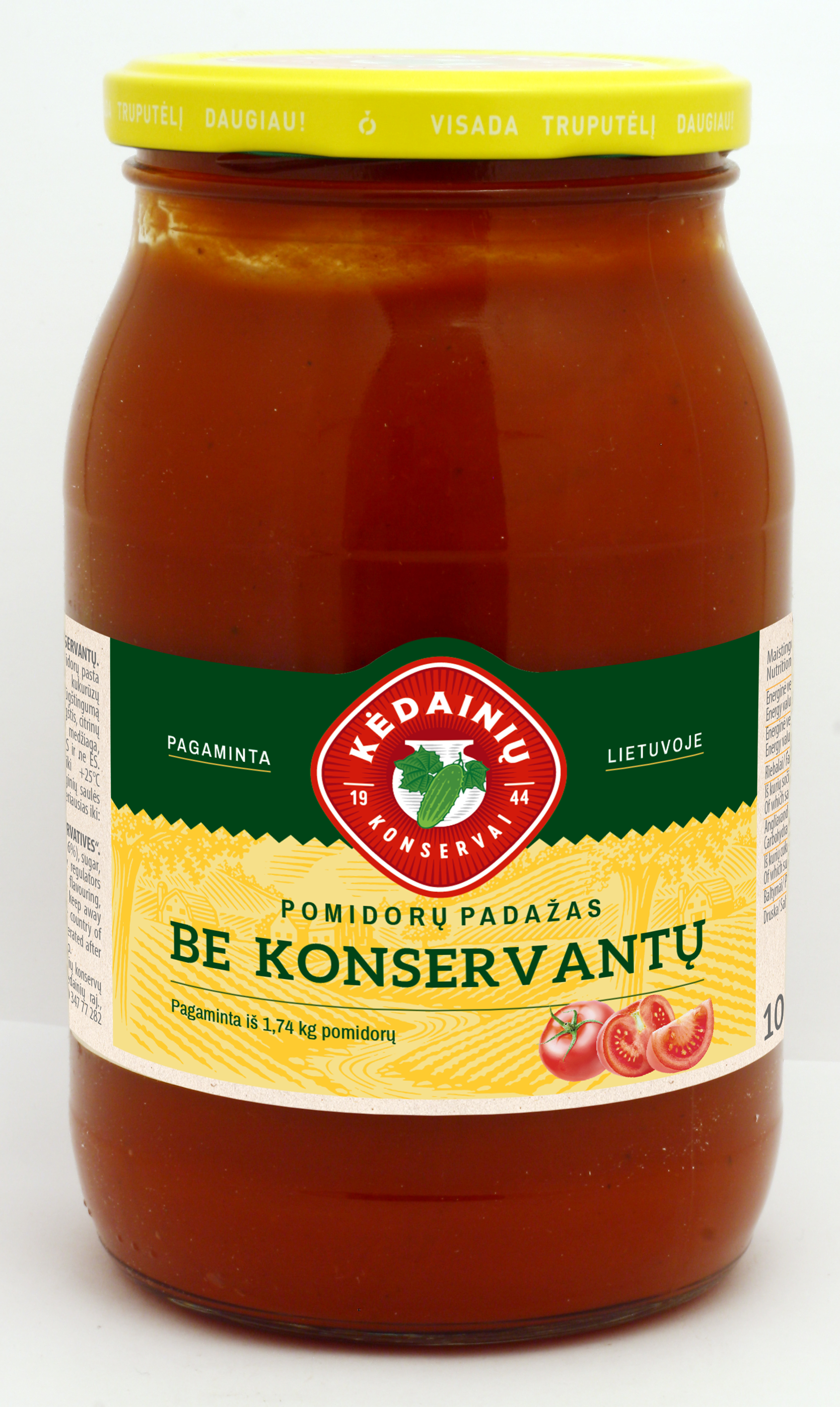Tomatoe sauce KĖDAINIŲ, without preservatives, 970 g