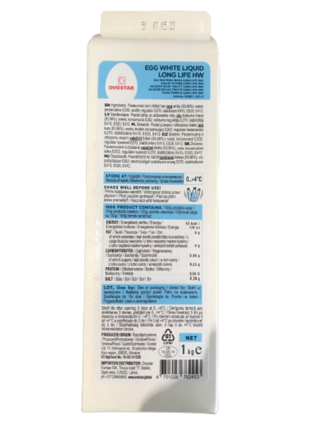 Egg white mass OVOSTAR, Long Life HW, 1 kg (M)
