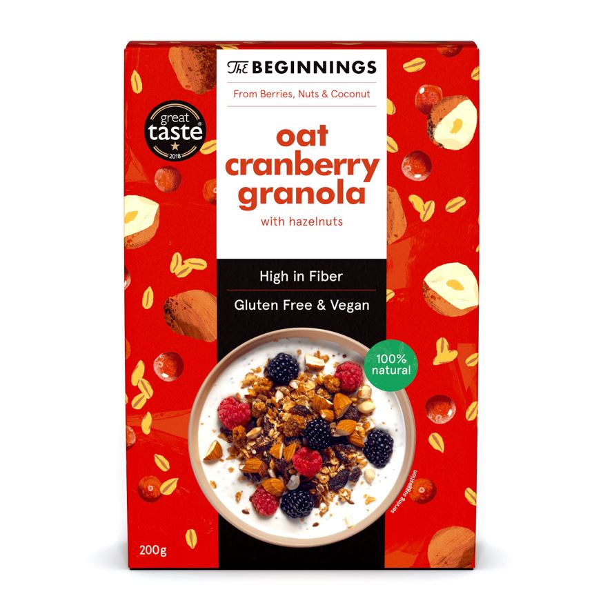Vegan oat granola THE BEGINNINGS, with cranberries, 200 g