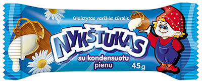 Gl. varškės sūrelis NYKŠTUKAS su kondens. pienu, 21% rieb., 45 g