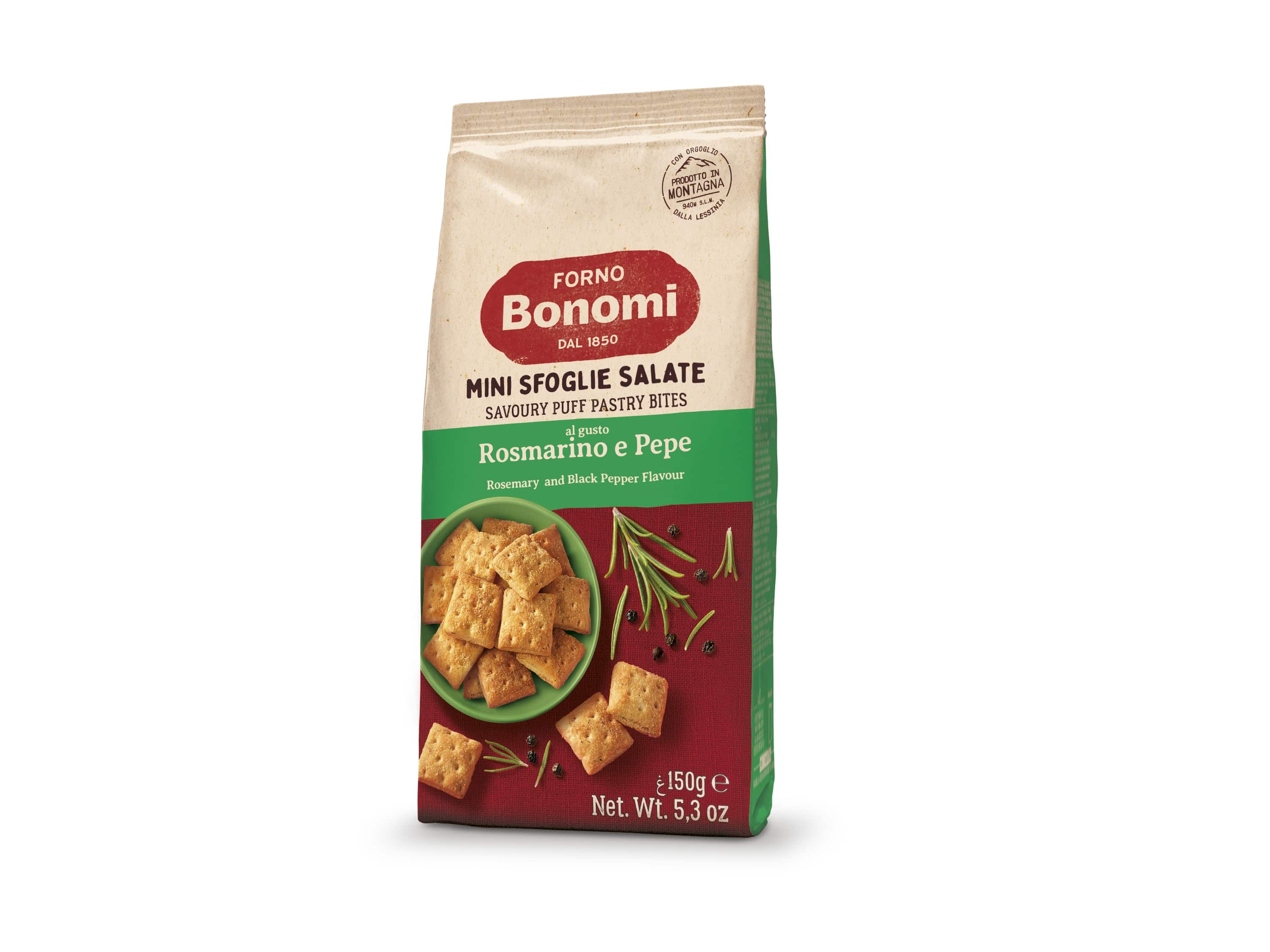 Butter dough snacks FORNO BONOMI, with rosemary and pepper, 150 g