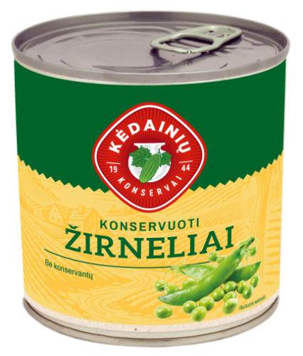 Canned KEDAINIŲ green peas, 480g/280g
