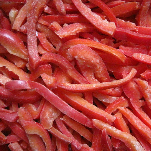 IQF peppers, red, stripes, 2.5 kg