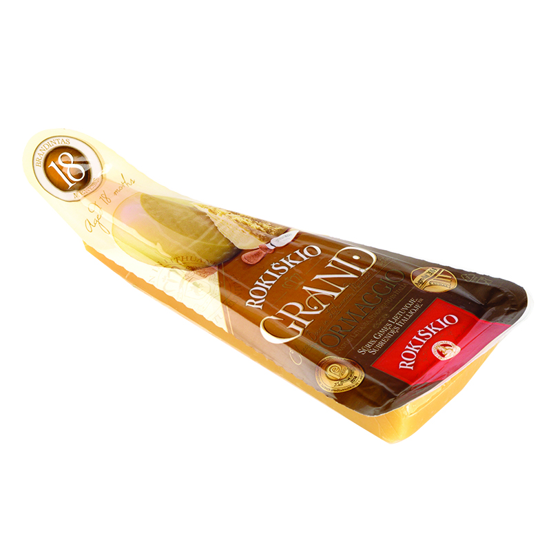 Hard cheese ROKIŠKIO GRAND, 37% FDM, 18 month, be laktozės, 180 g