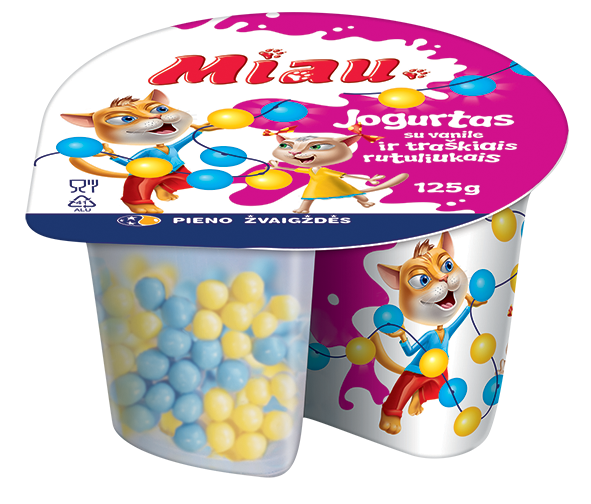 Yogurt MIAU, with vanilla and crispy balls, 5.0% r., 125g